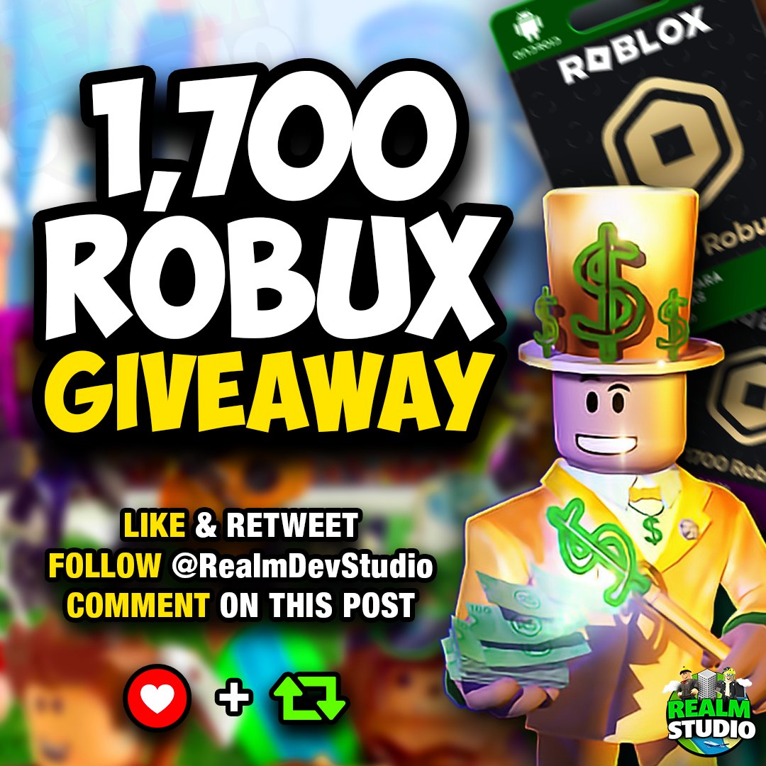 🥳1,700 ROBUX GIVEAWAY🥳

The Realm is hosting a #robuxgiveaway !

A winner will be chosen on Saturday, June 3rd!

To enter, you must:

👋FOLLOW US ON TWITTER
👋Like & Retweet This Tweet|
👋Comment When Done!

🍀GOOD LUCK🍀
#robloxgiveaway #robux