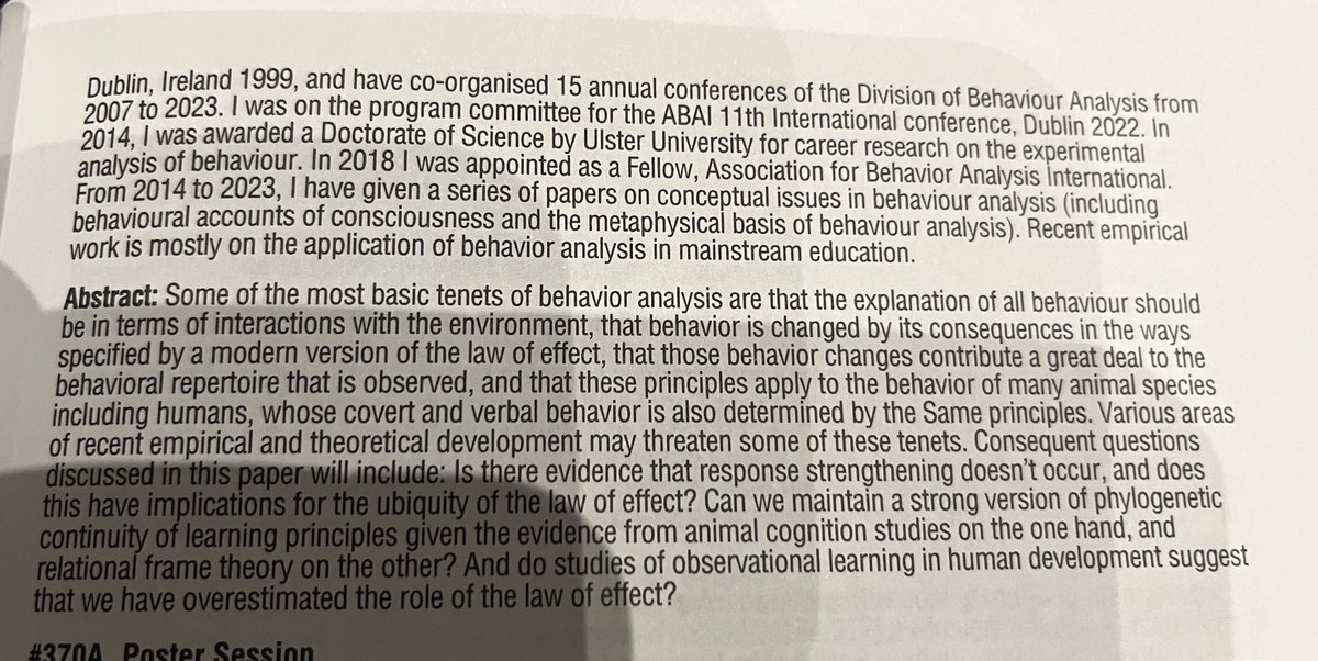 helena_lydon's tweet photo. Wonderful to hear the thoughts of Prof. Julian Leslie on conceptual issues in behaviour analysis during his invited presentation #ABAI2023 #Denver ⁦@PSI_DBA⁩ https://t.co/TeUpukMvbr