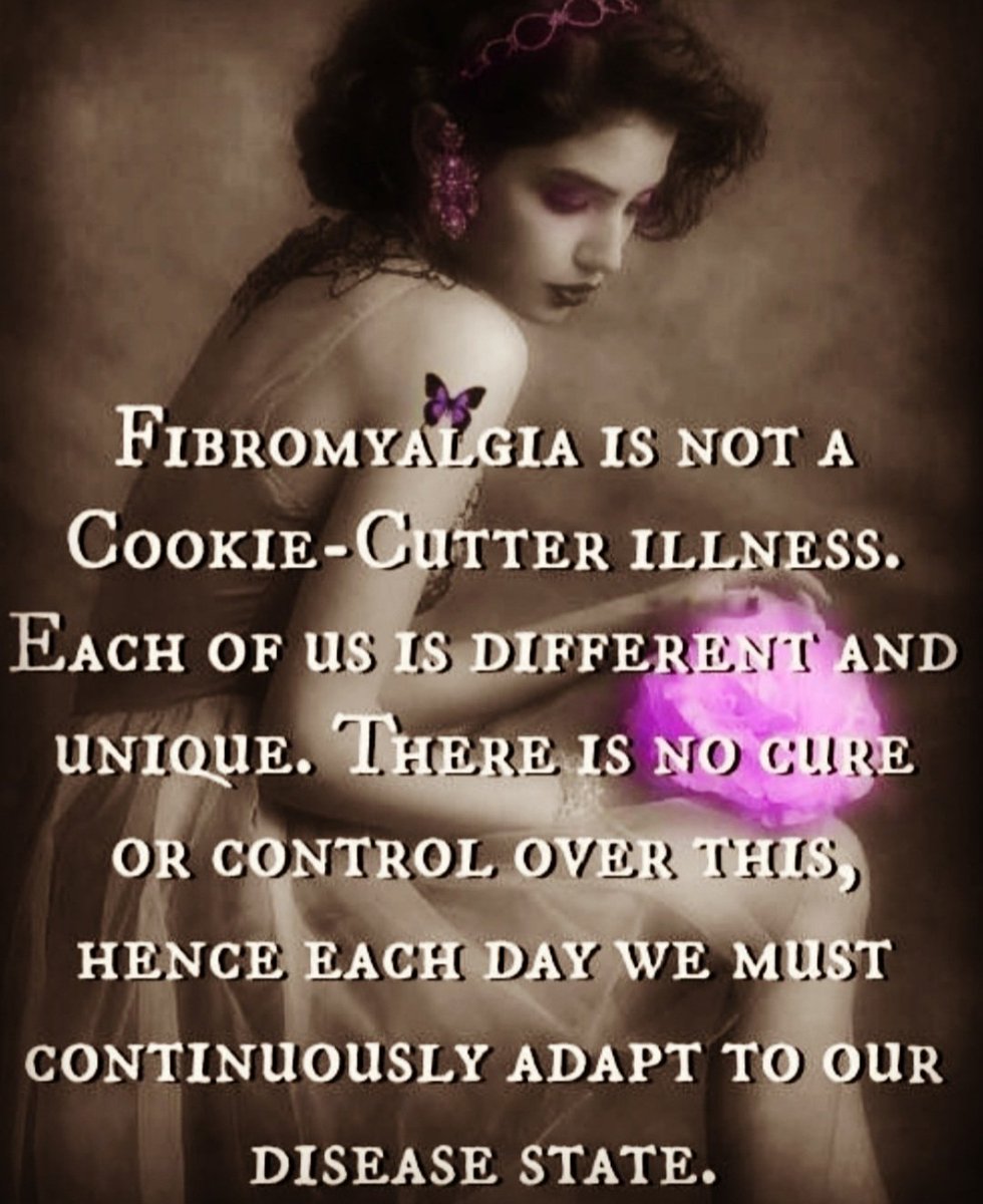 Fibromyalgia is not a 'cookie cutter' illness. Each of us is different & unique...
#fibromyalgia
#CFSME #fibrosupportbymonica