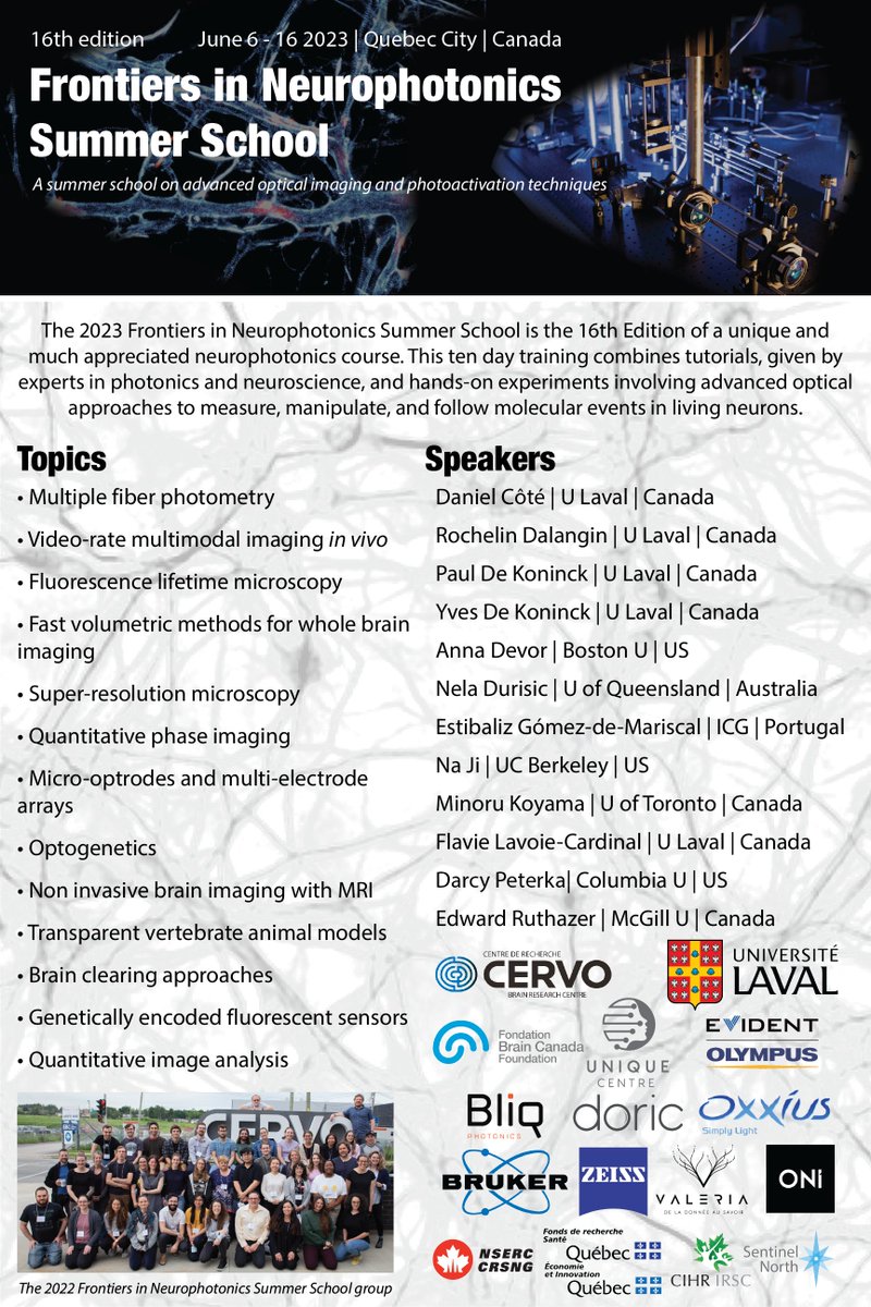 Only 1 week left for the 16th edition of the Frontiers in #Neurophotonics Summer School!
We are looking forward to meeting this year's participants and speakers!