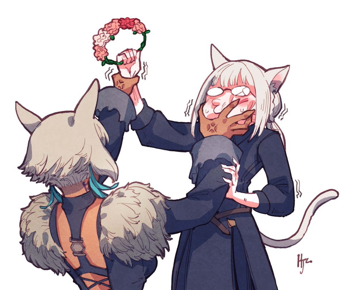 y'shtola rhul multiple girls animal ears 2girls cat ears miqo'te tail cat tail  illustration images