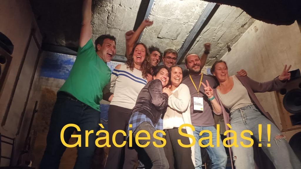 Gràcies Salàs! Per fer-nos confiança i donar-nos els vots necessaris per trencar la majoria absoluta que tants anys ha governat! 
#AmuntSalàs