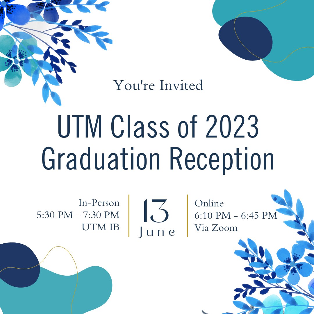 U of T Mississauga Alumni (@alumni_utm) on Twitter photo Did you graduate? Let's celebrate🎉Join fellow grads, faculty, and staff on June 13 as we celebrate the <a href="/UTM/">U of T Mississauga</a> Class of 2023! #UofTGrad23
🖊REGISTER: uoft.me/utmgradrecepti… Did you graduate? Let's celebrate🎉Join fellow grads, faculty, and staff on June 13 as we celebrate the <a href="/UTM/">U of T Mississauga</a> Class of 2023! #UofTGrad23
🖊REGISTER: uoft.me/utmgradrecepti…