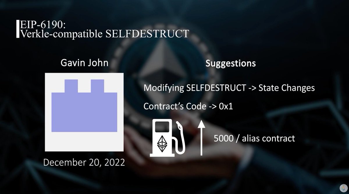 ether_world's tweet image. #EIP6190: Verkle-compatible SELFDESTRUCT, proposed by @Pandapip1ETH suggests minimal changes to support #SELFDESTRUCT in #VerkleTree
youtube.com/watch?v=sIr6XX…
#Ethereum