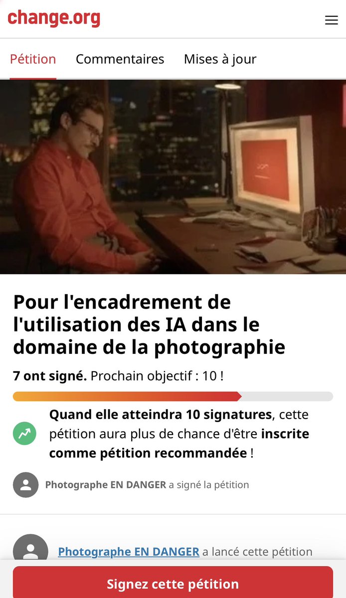 Pour l’encadrement des IA dans la photographie. Vous pouvez signer ici : chng.it/bLqZtxpXJh

Merci 📸