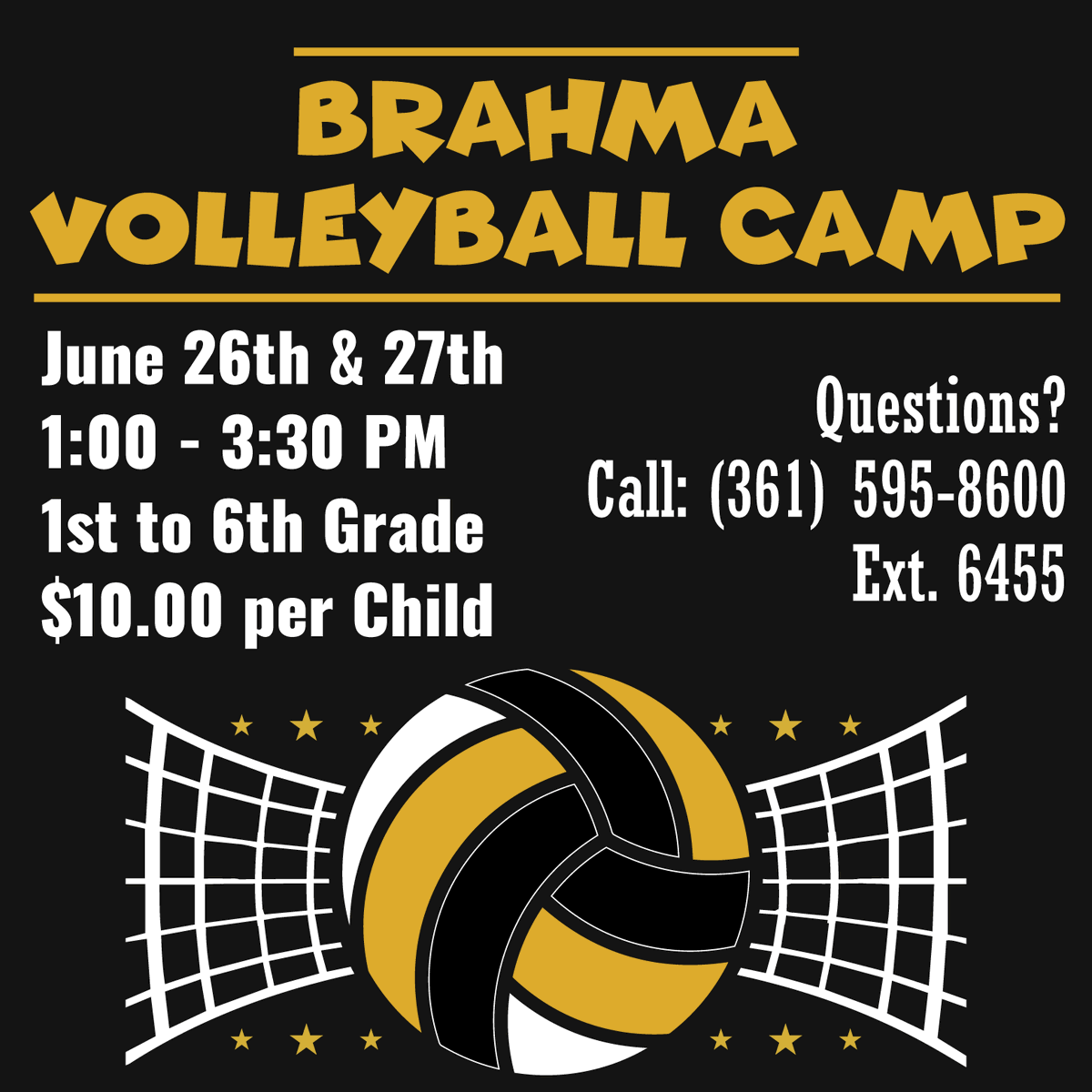 GoMightyBrahmas's tweet photo. Kingsville ISD #VolleyballSummerCamp information! We are excited to work with the youth of our community! We canβt wait to see you all! #GoldStandard #BlackReign #braHMaKINGdom #GoBrahmasGo! @PerezCissy ππ€©π€πͺπ€ππ https://t.co/9SDlWzyAhr