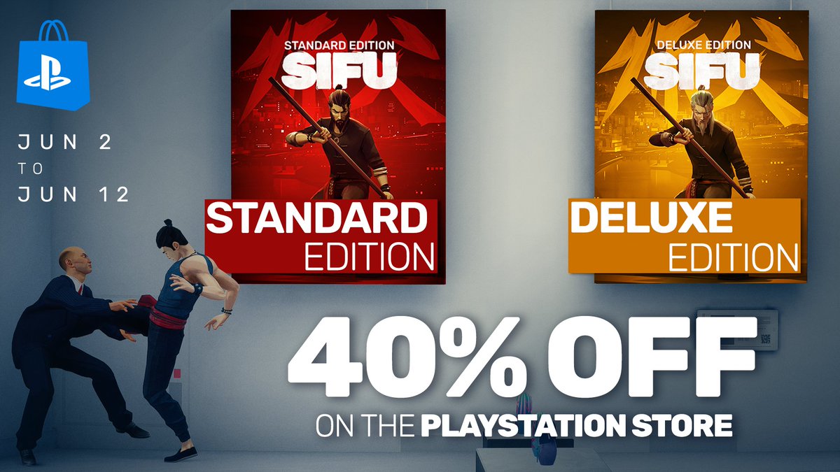PLAYSTATION STORE SALE

Look, Sifu's probably the best brawler around (very unbiased opinion), so if you haven't picked it up yet, then now's the perfect time grab Sifu at 40% OFF on the Playstation Store!