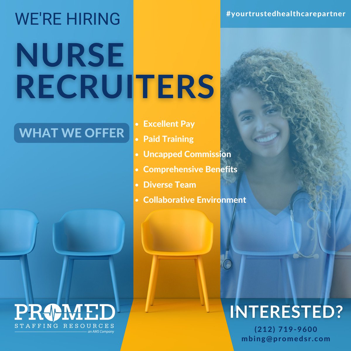 Are you an experienced #nurserecruiter ready to soar to new heights? Reach out to Maria Bingeman at mbing@promedsr.com to embark on an exciting new #careerjourney today!

#healthcarestaffing #nursestaffing #resumebuilding #mockinterview #nursing #nursingjobs #jobposting #promedsr