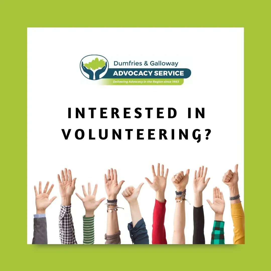 Looking to get involved & make a difference? We are always looking for volunteers to help in various aspect of D&G Advocacy Service. Get in touch to find out more! #advocacy #volunteers #dumfriesandgalloway #charity