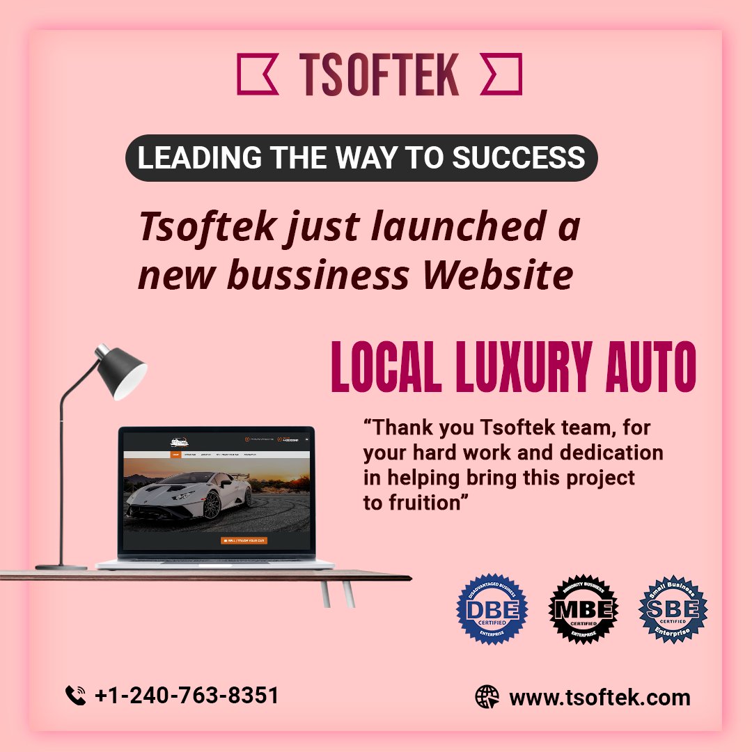 #tsoftek just launched a new #business website for LOCAL LUXURY AUTO.
Thank you to the entire #Tsoftek_team, for your hard work and dedication in helping bring this #project to reality.

#project #complete #projectcomplete #projectcompleted✔ #wordpressdevelopment #webdevelopment