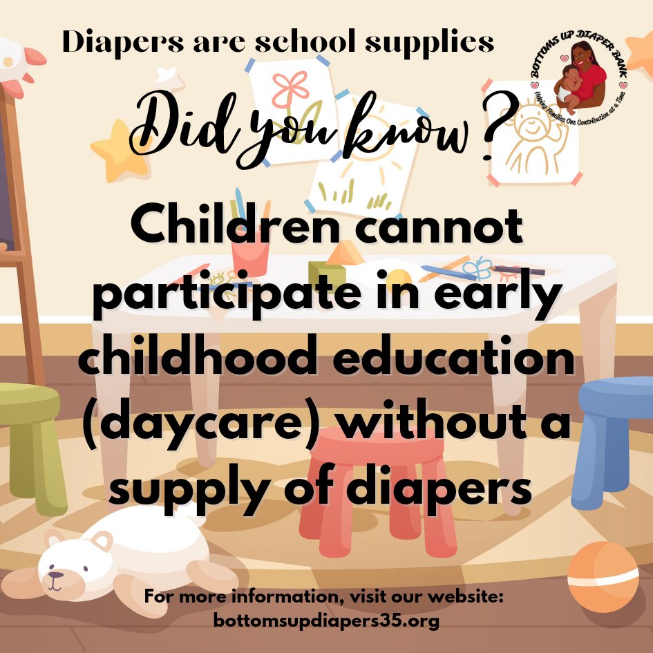BottomsUp35's tweet image. As students prepare to start summer vacation, remember many of our babies are still in school (daycare). 

Parents are required to provide diapers for their baby in order to attend daycare. 

#bottomsupdiaperbank #diaperneed