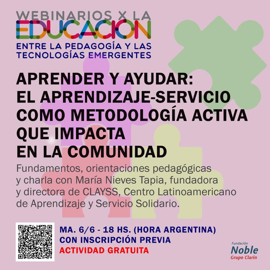 CLAYSS (@clayssdigital) on Twitter photo #INVITACION 📢
👉Ya pueden inscribirse al webinar "Aprender y ayudar: el aprendizaje-servicio como metodología activa que impacta en la comunidad y en los estudiantes", a cargo de nuestra directora y fundadora, <a href="/NievesTCLAYSS/">Nieves Tapia</a> #INVITACION 📢
👉Ya pueden inscribirse al webinar "Aprender y ayudar: el aprendizaje-servicio como metodología activa que impacta en la comunidad y en los estudiantes", a cargo de nuestra directora y fundadora, <a href="/NievesTCLAYSS/">Nieves Tapia</a>