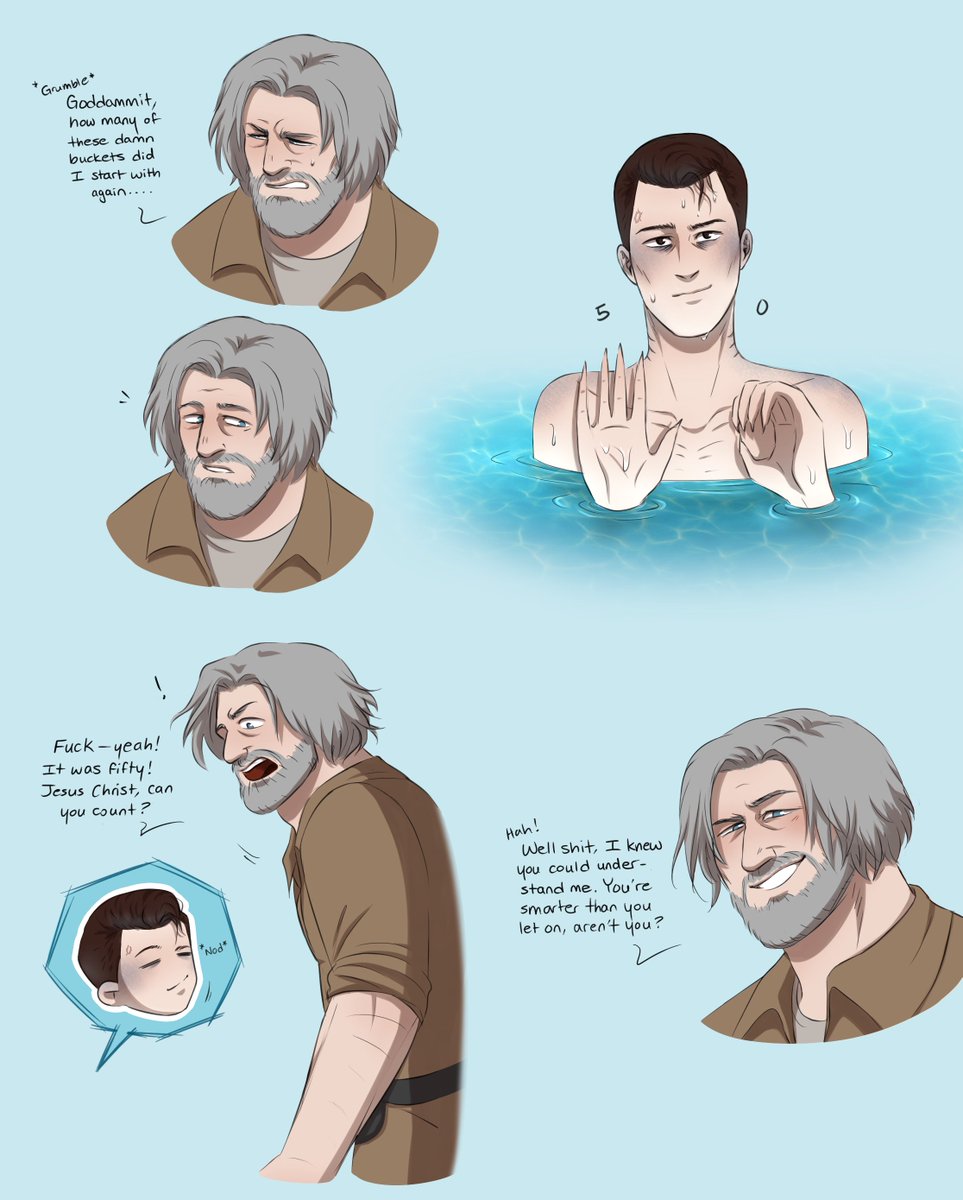 glass_noodle_'s tweet photo. [lab merman AU pt 5 5️⃣0️⃣💙]

Hank’s suspicions are confirmed. Connor can understand him, but he can’t seem to speak. It makes Hank even angrier, knowing that Connor is a fully intelligent being, and yet he’s being confined to this stupidly cramped tank.

#hankcon #dbh #mermay https://t.co/tnEkMgSWKi