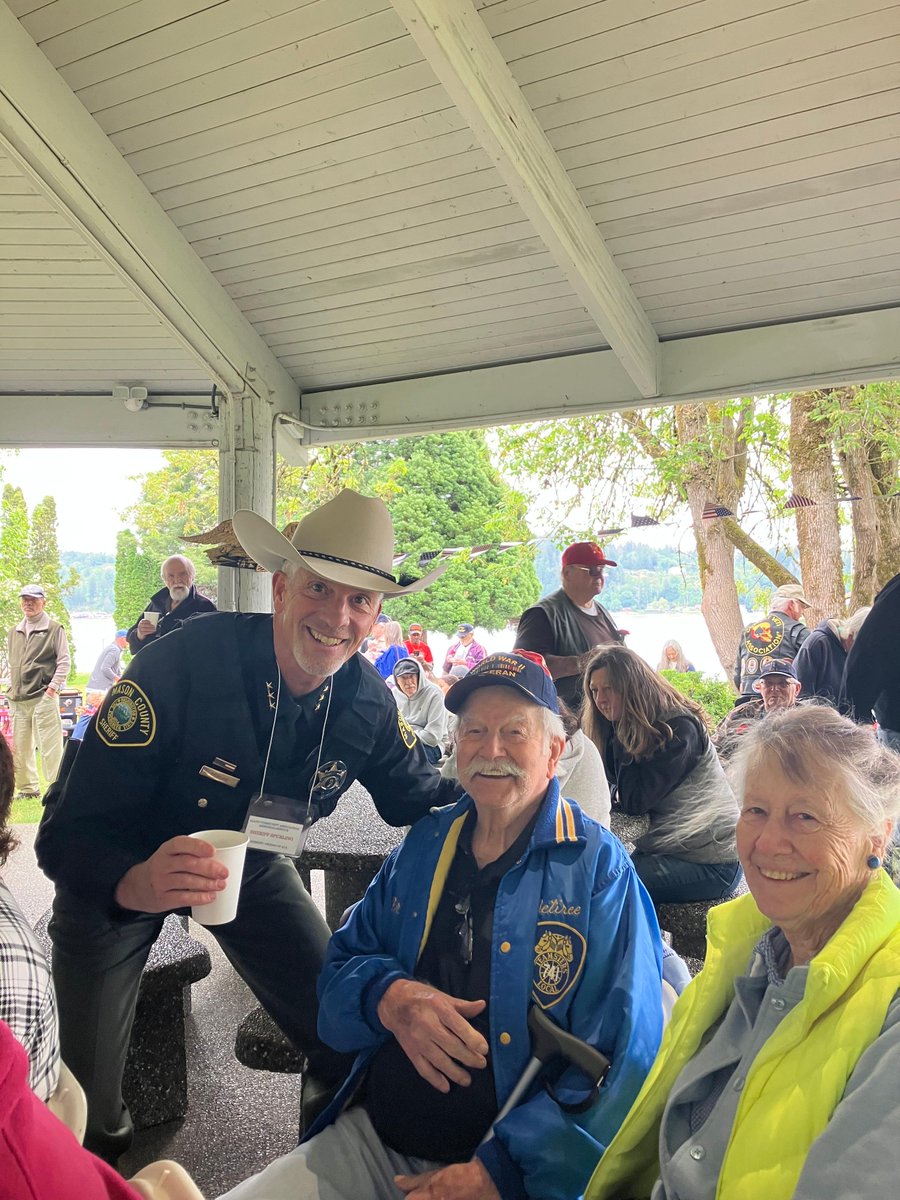 Sheriff Spurling with Arthur Smart-102 year old WWII Navy Vet at the Allyn Memorial Day event! Thank you to ALL our Vets!