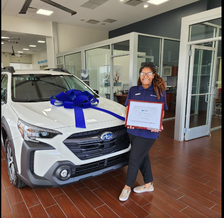 SubaruBR's tweet photo. Congrats to Brie! She won a Subaru Summit Award! We love having you as part of our team! #gobrie https://t.co/ggbJHFs7HC