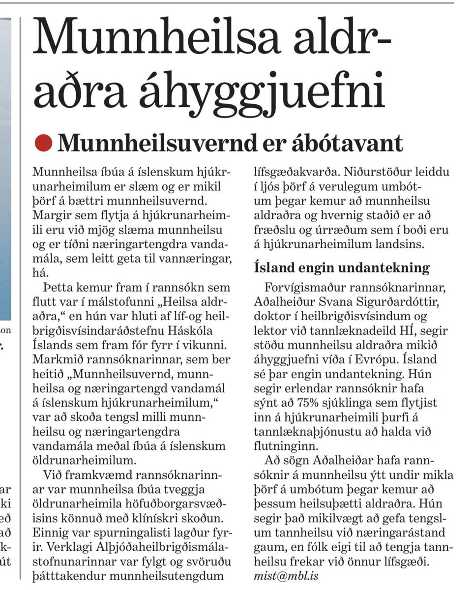 Líf- og heilbrigðisvísindaþing 2023, #munnheilsa og #aldraðir #hjúkrunarheimili #næring  Poor #oralhealth of Nursing Home residents and related nutrition problems