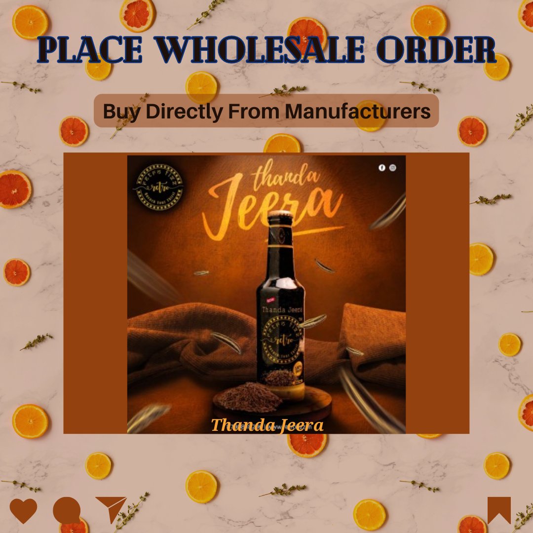 vanik_com's tweet photo. Thanda Jeera
Never ever was this concept of Natural Pulp been extracted and fizzed and bottled.

MRP :Rs. 60
Max Discount(%) :Negotiable
Packing :300 ml

Order now:
https://t.co/uOVhQUfxDY

#jeera #beverages #distribution #manufacturer #vanik https://t.co/dNzPFGIsZI