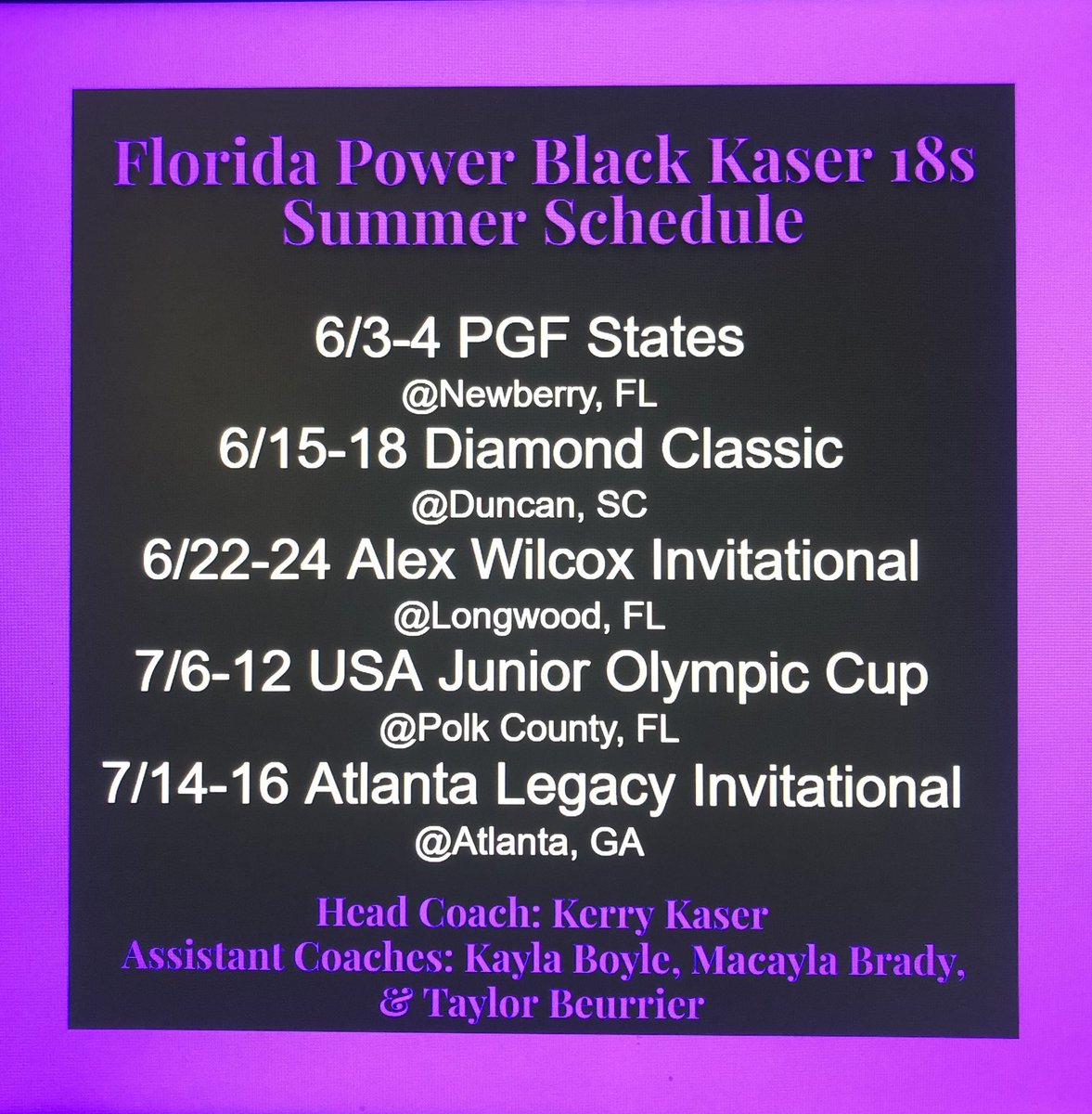 FLPowerBlack's tweet photo. Finally … Summer Days &amp; Double Plays! Time to go play 💜💪🏾🖤🥎 #powerproud #nbs #2023farewelltour #softball #fastpitch https://t.co/Qu5nop2MZK