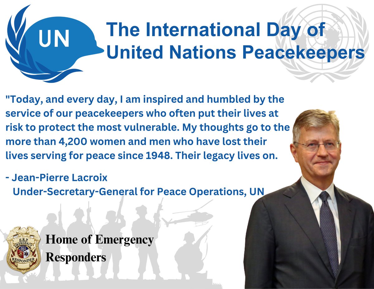 HomeofERPs's tweet photo. "Today, and every day, I am inspired and humbled by the service of our peacekeepers who often put their lives at risk to protect the most vulnerable."

- Jean-Pierre Lacroix

#UN #UnderSecretaryGeneral #JeanPierreLacroix
#HomeofERPs #ERP https://t.co/dHa6c3VJ1Z