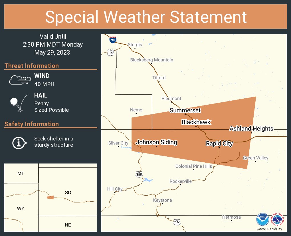 NWS Rapid City on Twitter "A special weather statement has been issued for Rapid City SD, Rapid
