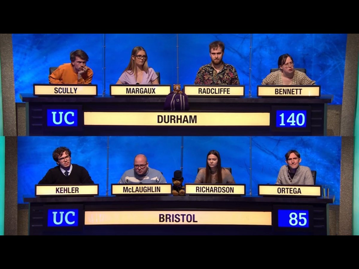 Seriously.

What these teams know is simply extraordinary.

#universitychallenge #bristoluniversity #durhamuniversity