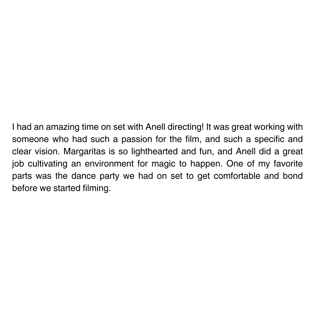 kevrostudios's tweet photo. Mariah Fleming on working with director Anell Rey on Kevro Studios' Margaritas: 

"It was great working with someone who had such a passion for the film, and such a specific and clear vision. Anell did a great job cultivating an environment for the magic to happen." https://t.co/mP7nHl1XXU