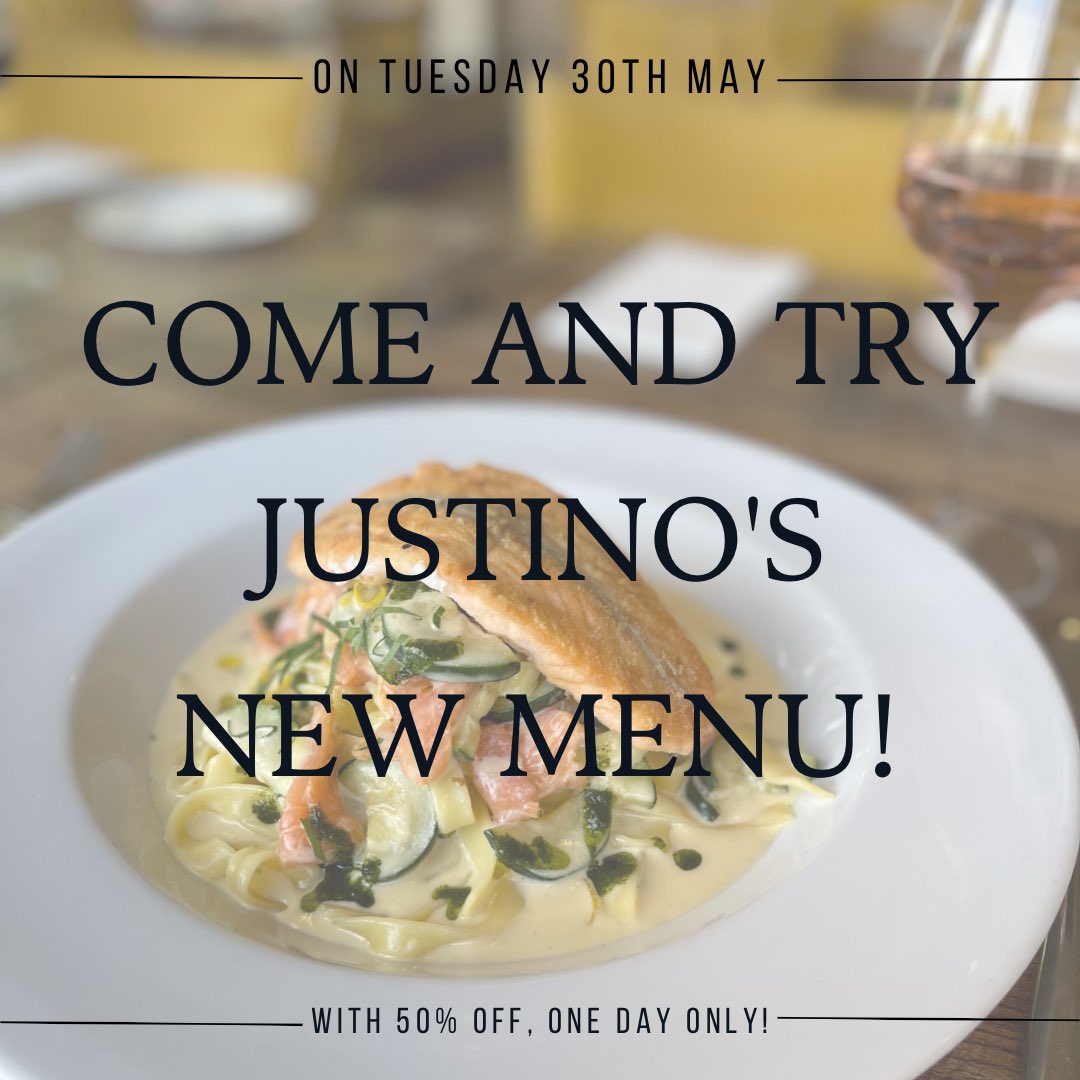 Come &amp; sample our brand new Summer Menu at Justino’s 😍☀️🍽️

Tomorrow 30th May we are offering 50% off our new menu for one day only! Come and try out some of the latest additions for summer, book now 👇🏻

💻 justinos.co.uk/book/
📞 0151 427 1155
💌 reservations@justinos.co.uk