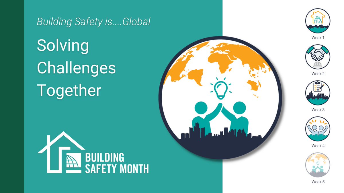 The final week for #BuildingSafetyMonth2023 includes solving challenges together on a global scale! Learn more about ways we can combat water scarcity, improve building resiliency and increase sustainability around the world, here: bit.ly/3lsBAmF #BuildingSafety365