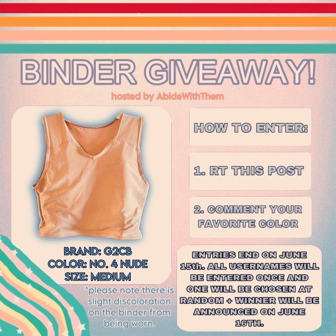 Abidewiththem's tweet image. 🏳️‍⚧️BINDER GIVEAWAY!🏳️‍⚧️
To celebrate my top surgery, I’ll be giving away my binder for free. I’ll cover shipping (U.S only💔) 
Please only enter if you don’t mind sharing your address w/ me + are safe doing so!
#trans #LGBTQ #pridemonth 
Info on how to enter below: