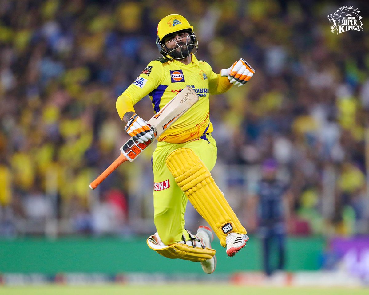 Jaf_India's tweet photo. A complete team work. But #SirJadeja ⚔️⚔️⚔️ You are amazing 🏆 🤺
#Yellove #ChennaiSuperKings Champions. #IPL2023Finals https://t.co/jGcgOONtlL