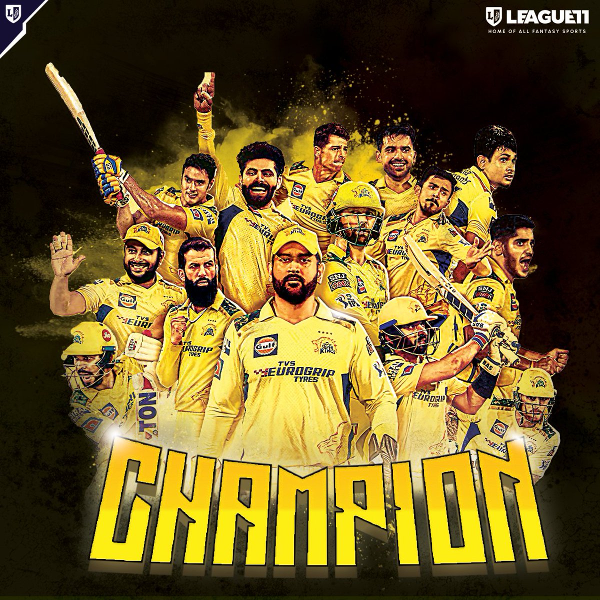 league11_in's tweet photo. Championssssssss for the 5th time 👑😍🎉

CSK has won the IPL 2023 by 5 wickets 🥂

Congratulations @chennaiipl ❤️

#ipl2023 #ipl #iplfinal #champions #csk #iplfinal2023winner #ipl2023final #5thtrophy https://t.co/wImPMRJxUt