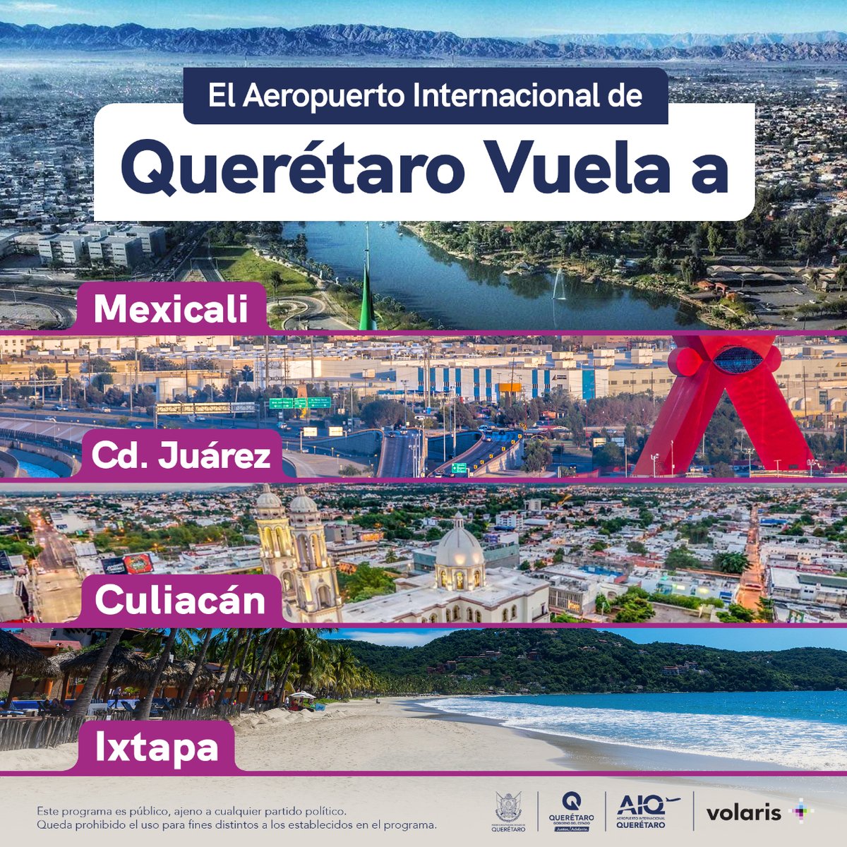 !El AIQ y Volaris ofrecen 4 nuevas rutas! Compra tu boleto y vuela a partir del 10 de julio.  No te quedes sin los tuyos 
#Contigo