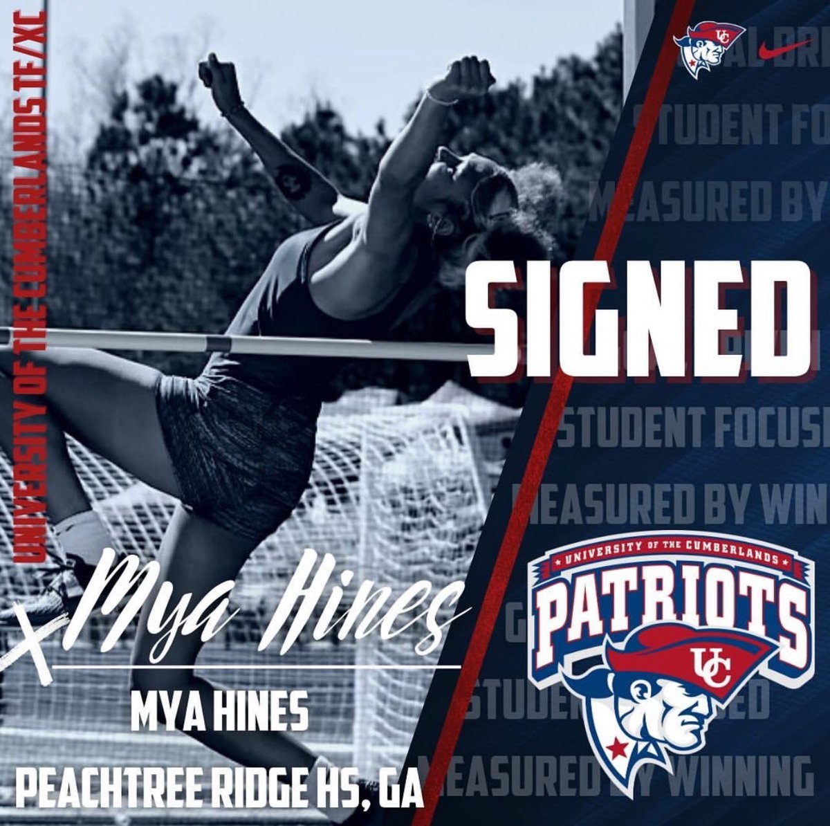 Congratulations to High Jump Sectional and 2x Regional Champ, Mya Hines, on committing to University of the Cumberlands on an athletic scholarship. ❤️💙 <a href="/MyaHines6/">Mya Hines</a>