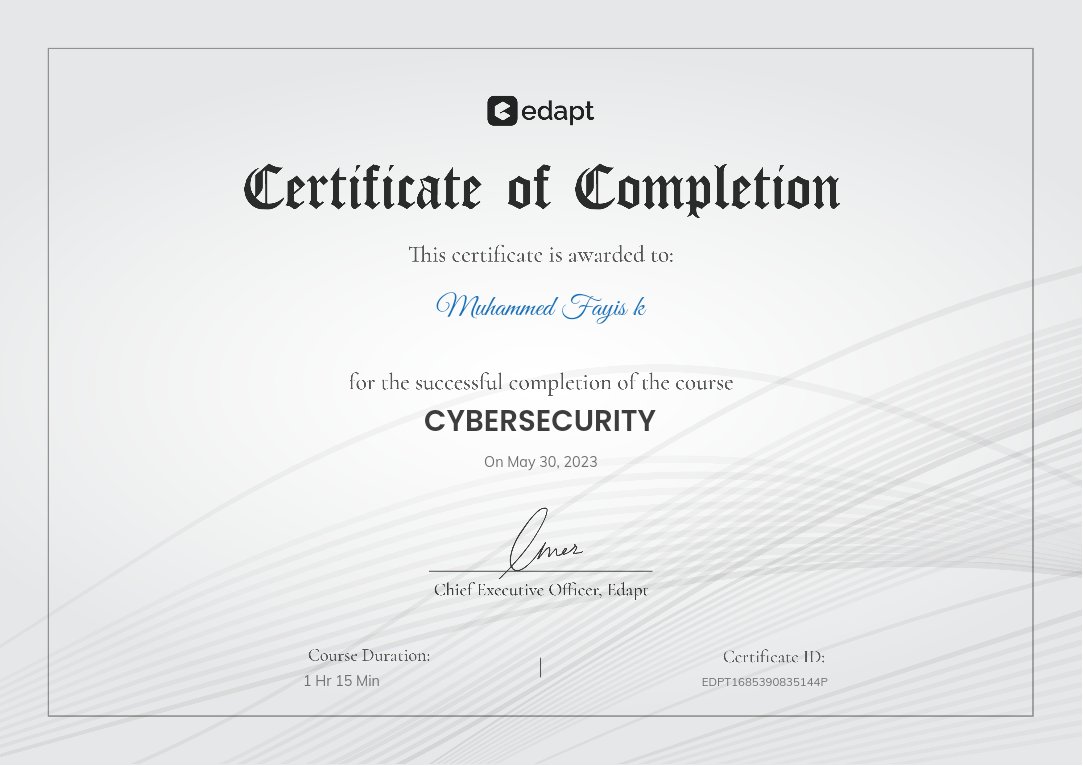 mohdfayis__'s tweet image. Just completed a fantastic cyber security short term online course at @edapthere ! 💻🔒 Excited to apply my newfound knowledge in safeguarding digital environments. Thanks, @edapthere, for the incredible learning experience! #CyberSecurity #Edapt #ProfessionalDevelopment