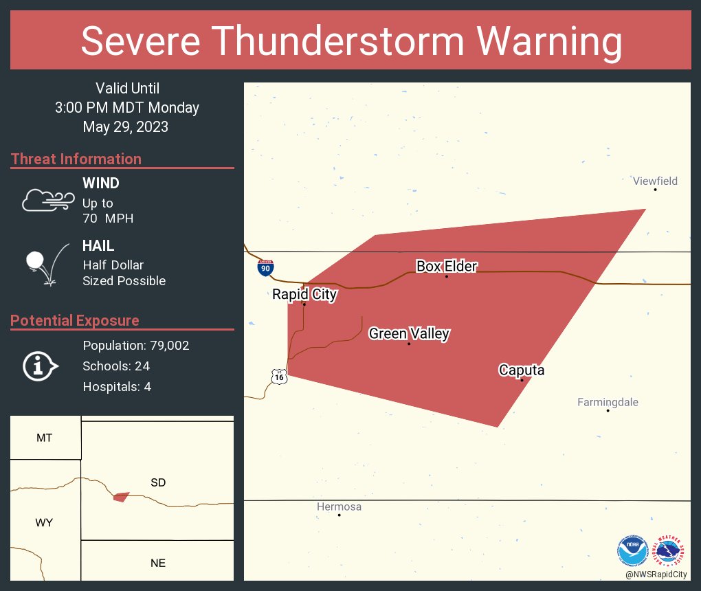 NWS Rapid City on Twitter "Severe Thunderstorm Warning continues for