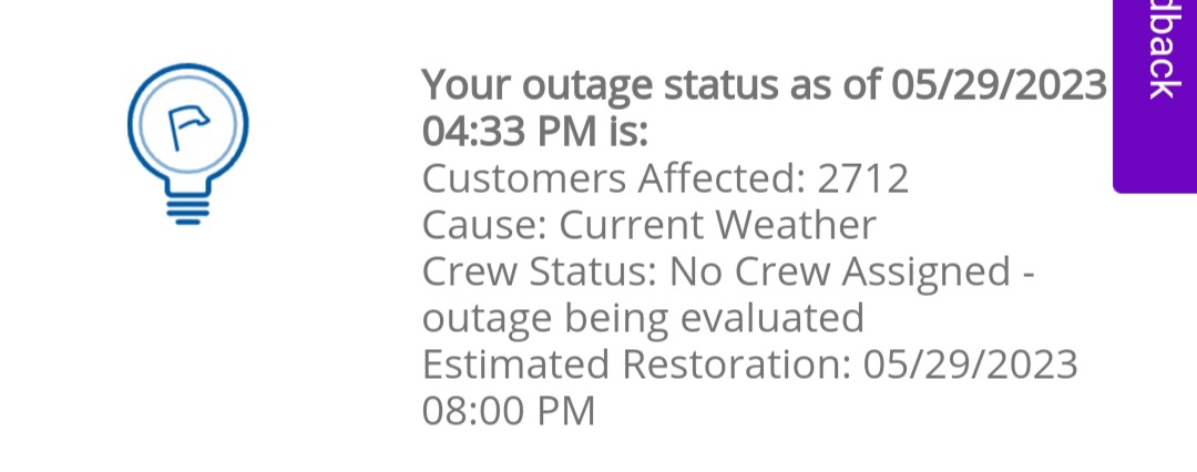 craftgasm's tweet photo. Love living in my third world country where my electricity goes out because of [checks notes] a light rain. 🙃 https://t.co/JpshelTEL9