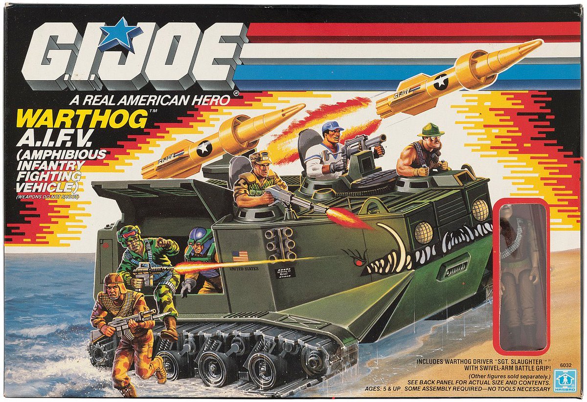 ClassicGIJoe's tweet photo. The Warthog AIFV (Amphibious Infantry Fighting Vehicle) first appeared on toy stores shelves in 1988 and included @_SgtSlaughter [version 3] as its driver. https://t.co/jlmVCNx5D5