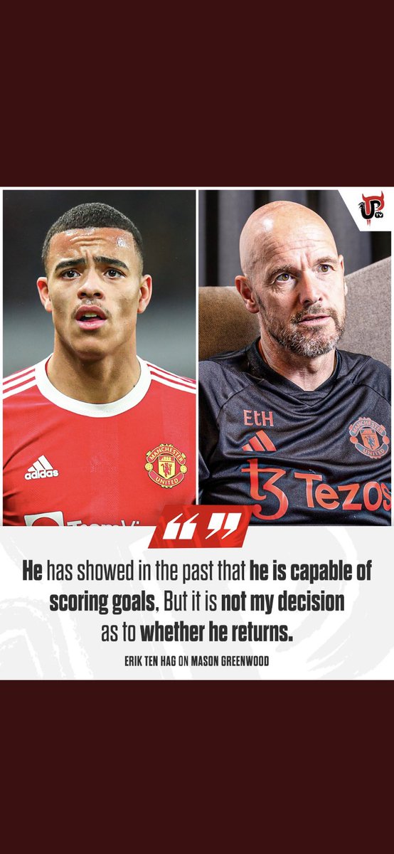 ETH wants Greenwood back and so do we.

There’s no evidence he raped his now pregnant fiancé. However, I accept possible domestic violence offence. 

Violent men and women can rehabilitate. Many people turn their life around everyday.

🥰

 #MUFC #ManUtd #ManUnited