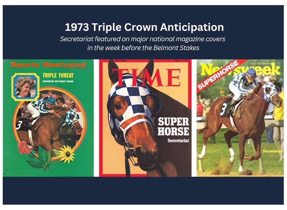 Steve Haskin writes about the remarkable week before the 1973 Belmont Stakes when Secretariat was featured on the covers of TIME, Newsweek, and Sports Illustrated: secretariat.com/askin-haskin/0…

#AskinHaskin #Secretariat #TripleCrown