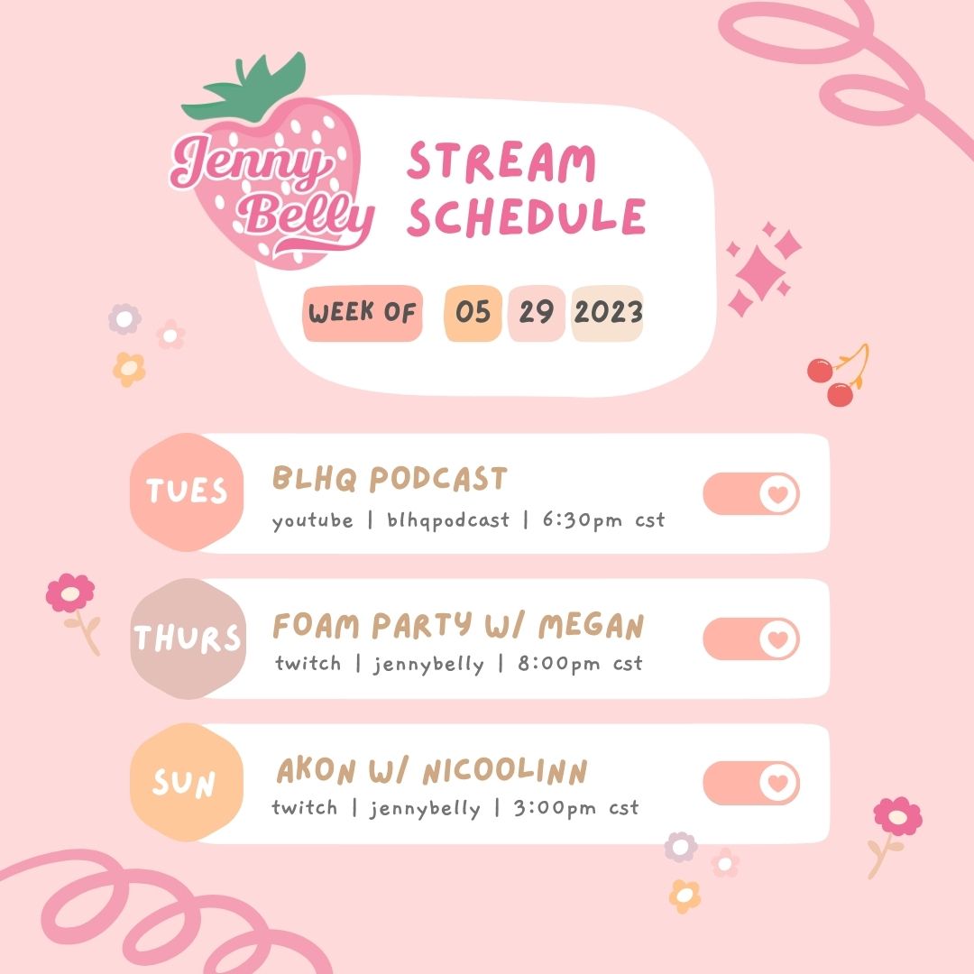 TW Pornstars - Jennybelly. Twitter. this week's stream schedule! live
