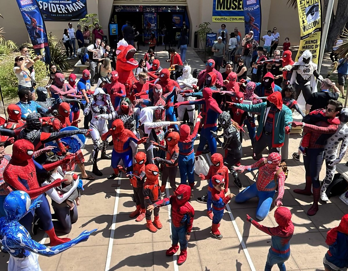Across the Spider-Verse should have a gentleminions trend, but instead of everyone participating wearing fancy suits, they're wearing their favorite Spider-Man suits