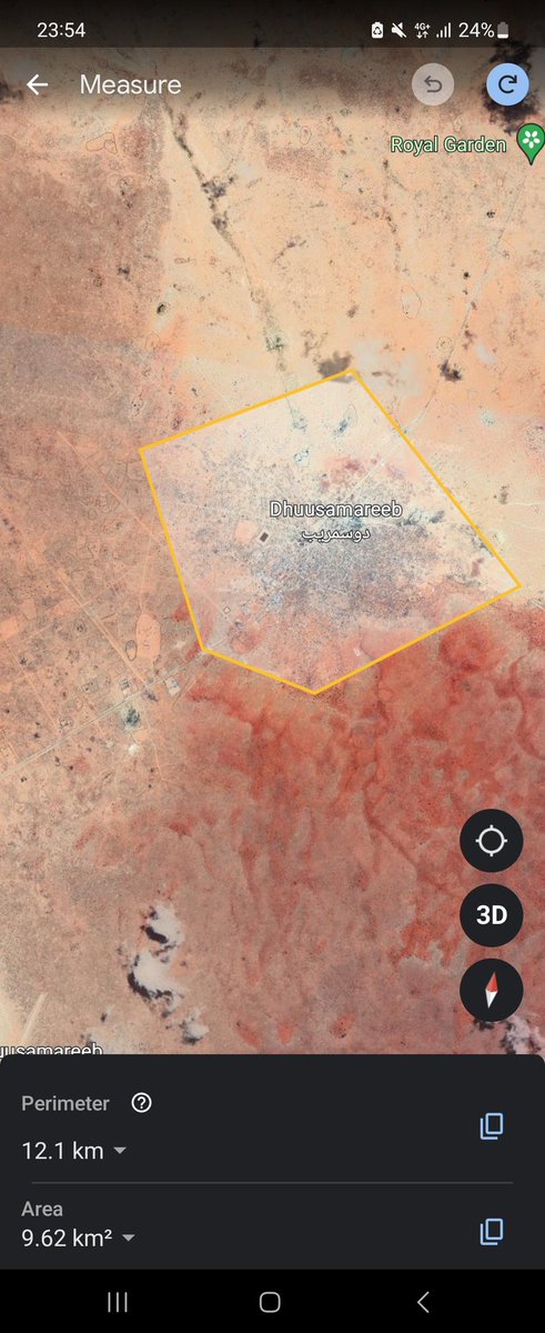 Garoowe is 8.42km2 and dhuusamareeb is 9.52km2.

Waxaa intaas 30 sano dhiseyseen ma dhusa mareeb baa ka weyn😀😀