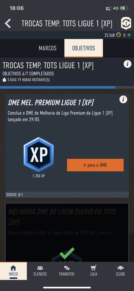 deejaycaca's tweet photo. @EAFIFADirect Já fiz o DME de Melhoria Premium Ligue 1, 2 vezes e não contabilizou como concluído, deve ser algum Bug https://t.co/toLxqotXZ0