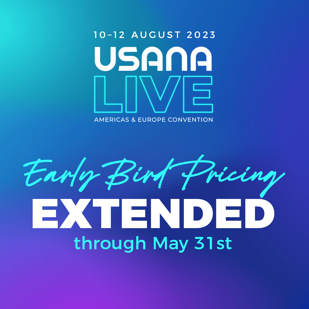 I hope to see you for the #USANA Americas & Europe Convention — Aug. 10-12, 2023. Early-bird pricing ends soon. Details: events.usana.com/aec23
#AEC23 #LiveUSANA #USANA23