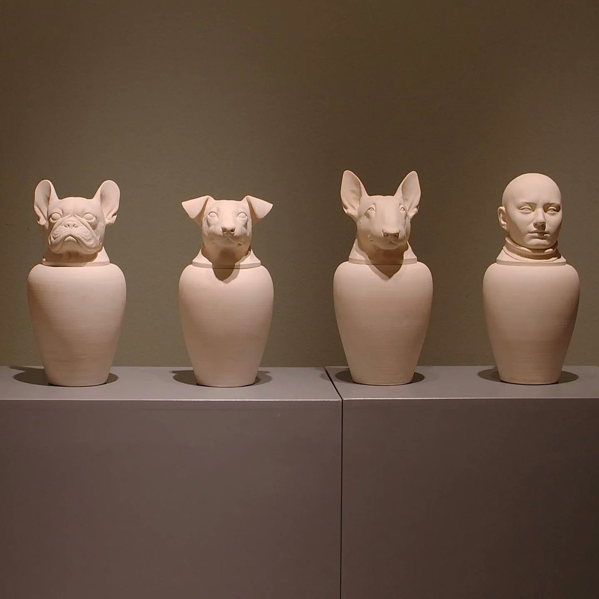 The “Canopic Jars” by Barcelona-based sculptor Gerard Mas are a great twist on the ancient Egyptian originals! Which is your favourite?

#beautifulbizarre #gerardmas #sculptor #sculpturelover #contemporarysculpture #contemporaryart #canopicjars #sculptureinspo