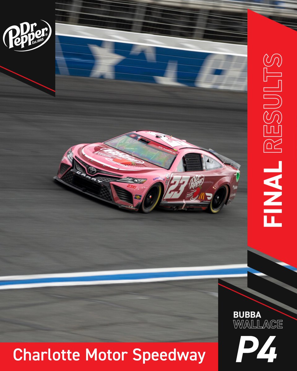 23XIRacing's tweet photo. First double Top-5 finish in team history. Firing on all cylinders. 💪

🏁 at @CLTMotorSpdwy:
@bubbawallace P4
@TylerReddick P5

#TeamToyota https://t.co/PyYj1cxTey
