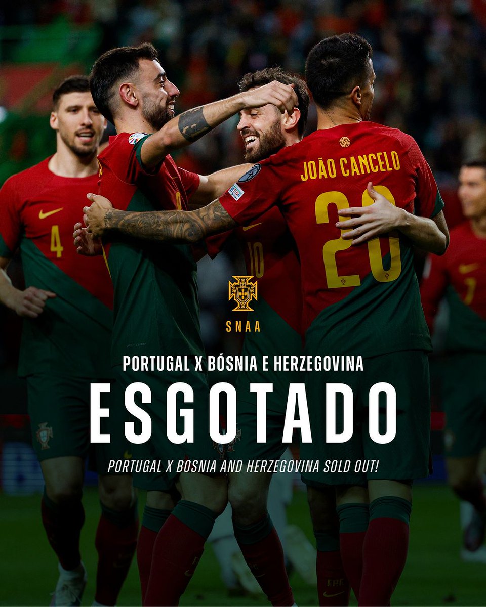 ENTRADAS AGOTADAS!!!

Los boletos para asistir al encuentro de @selecaoportugal y ver al Comandante Cristiano Ronaldo  🆚 Bosnia y Herzegovina se acabaron. #VamosComTudo #ForçaPortugal #CR7𓃵 #Hala_Ronaldo𓃵 🙌🇵🇹🌟⚽