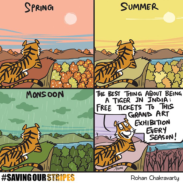 The best thing about being a tiger in India

Cartoon for @timesofindia

More on savingourstripes.timesgroup.com/ProjectTiger 

#tigers #tigerconservation #projecttiger  #greenhumour #cartoons #india #wildlife #nature #Savingourstripes #habitat #seasons #landscape #forests