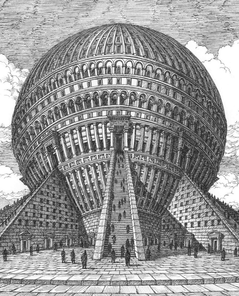 xe0_xeo's tweet photo. A collection of artistic pieces from Russian artist Arthur Skizhali-Weiss titled "Architectural Fantasies" https://t.co/K0CyurlNoq
