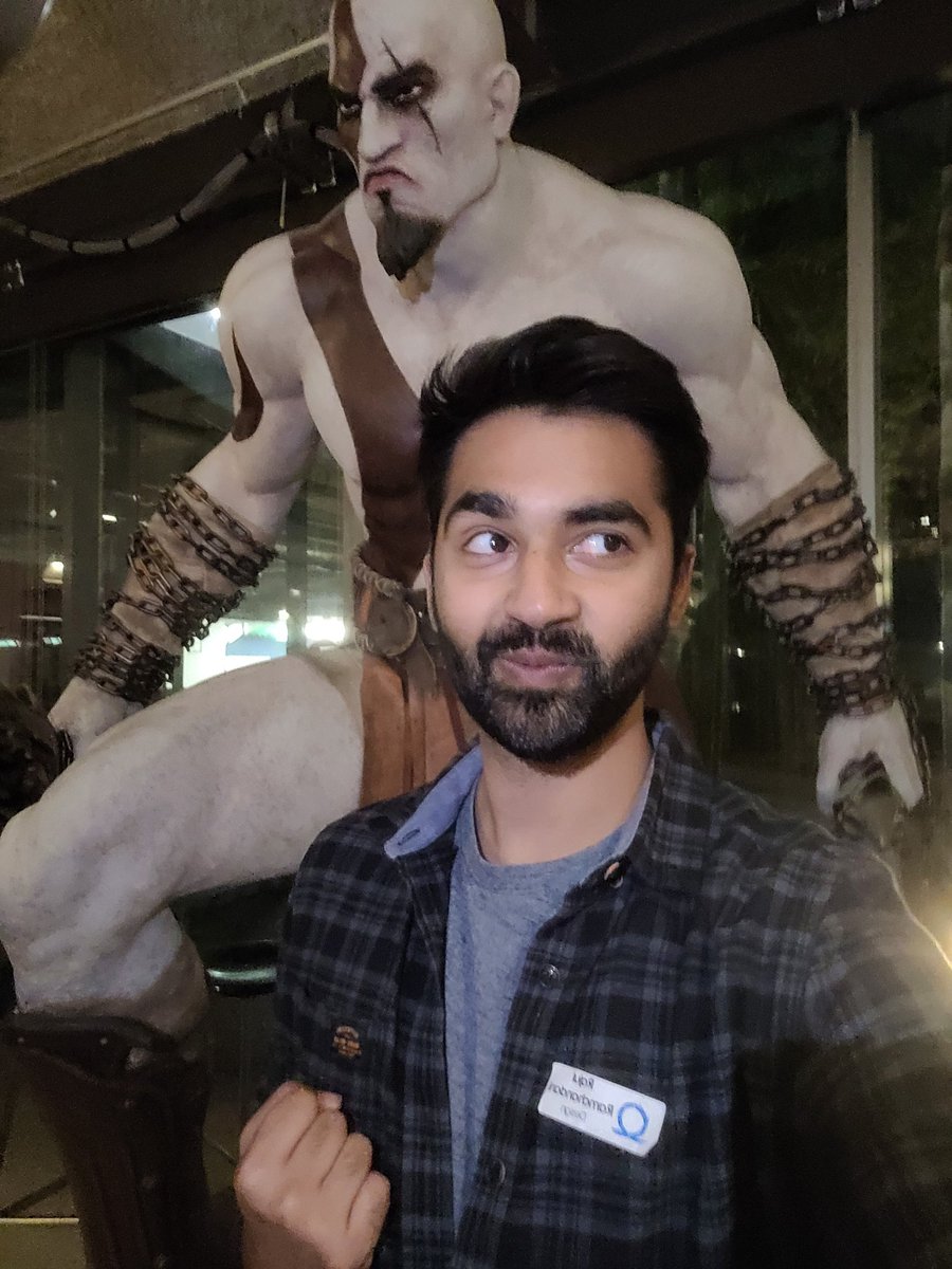Today marks 5 years since I joined the amazing people at <a href="/SonySantaMonica/">Santa Monica Studio – God of War Ragnarök</a> and it's been such a wild ride!
Thank you for making me love games even more and here's to the next 5 years being even better.
Now enjoy this goofy picture 🤣 what was 2018 Rajul thinking 🙄